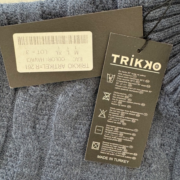 Mens Trikko Cable Quarter Zip Sweater Gray Blue Size Large NWT - Picture 3 of 7
